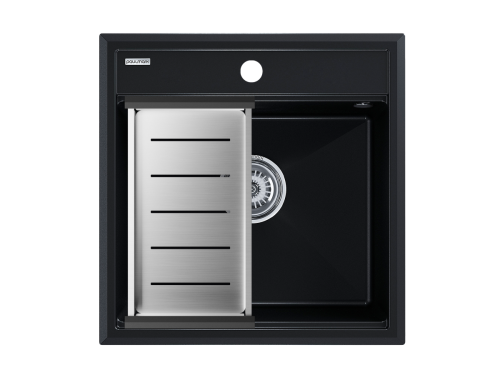 Кухонная мойка + коландер Paulmark PM115051-BLM+A375-BS 50х50 цвет черный